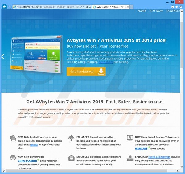 rogue website used from promoting avbytes win7 antivirus 2015 fake antivirus