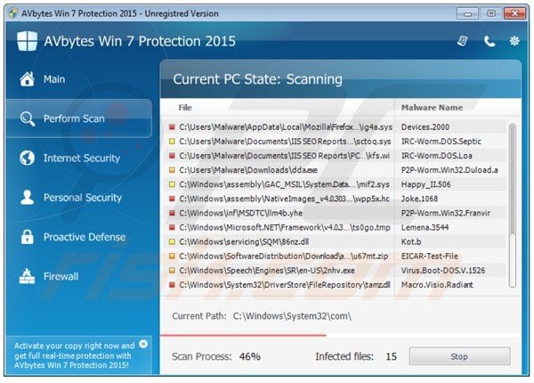 avbytes win7 protection 2015 performing a fake computer security scan