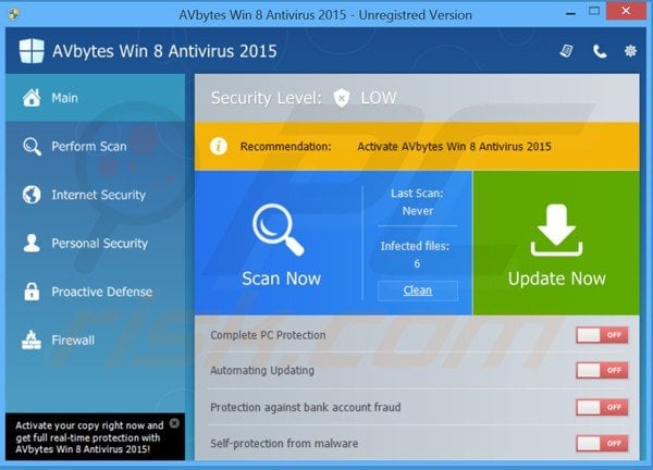 avbytes win8 antivirus 2015 main window