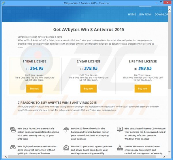 rogue website used from selling licence keys for avbytes win8 antivirus 2015 fake antivirus