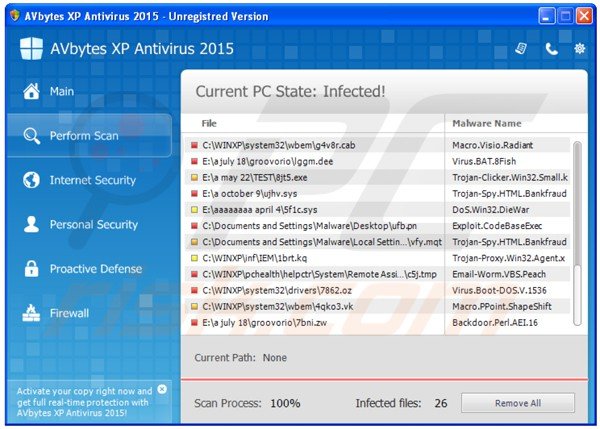 avbytes xp antivirus 2015 performing a fake computer security scan