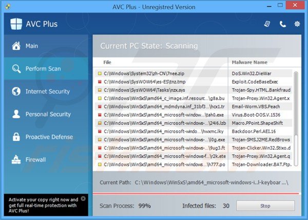 avc plus performing a fake computer security scan