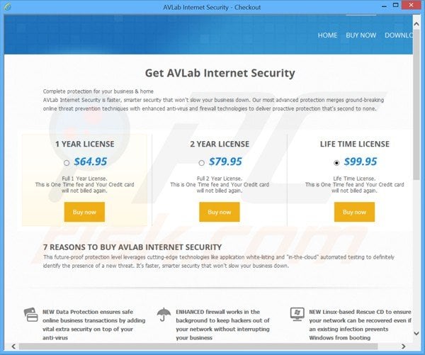 Rogue website used to sell avlab internet security fake license keys