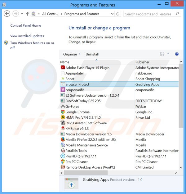 browser protect adware uninstall via Control Panel