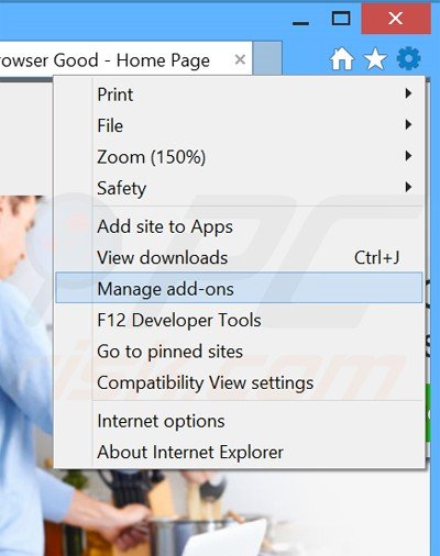 Removing Browser Good ads from Internet Explorer step 1