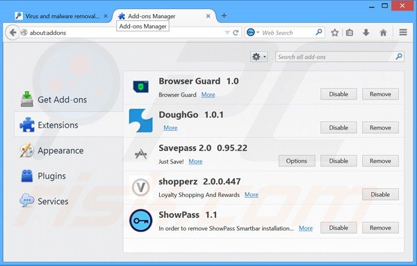 Removing Browser Nail from Mozilla Firefox step 2