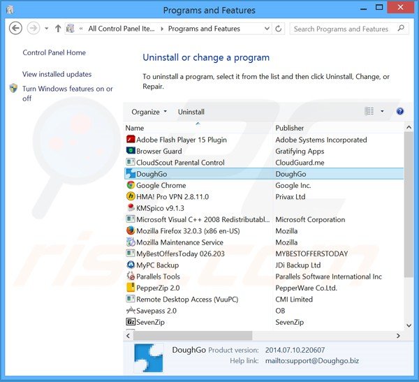 Uninstalling Browser Nail via control panel