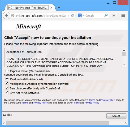 constasurf adware installer