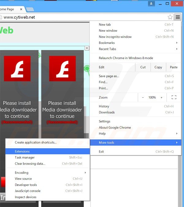 Removing Cyti Web  ads from Google Chrome step 1