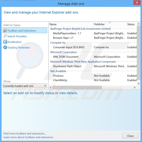 Removing Dealz ads from Internet Explorer step 2