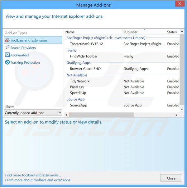 Removing gate snapper ads from Internet Explorer step 2