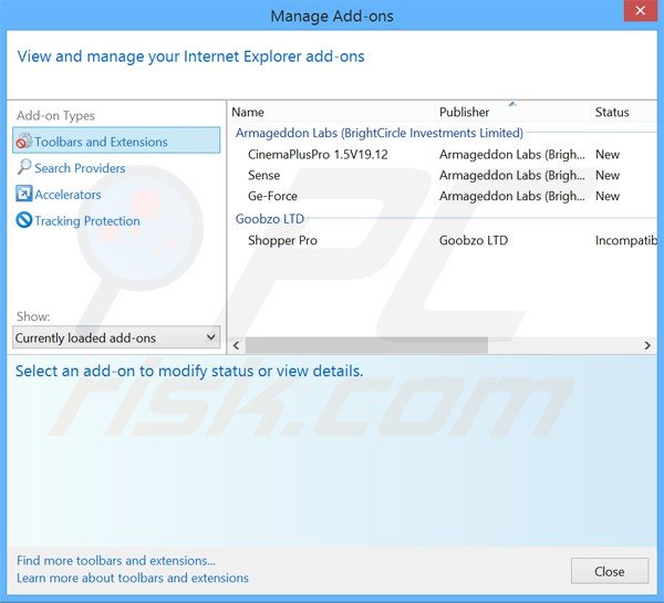 Removing Gorilla Price ads from Internet Explorer step 2