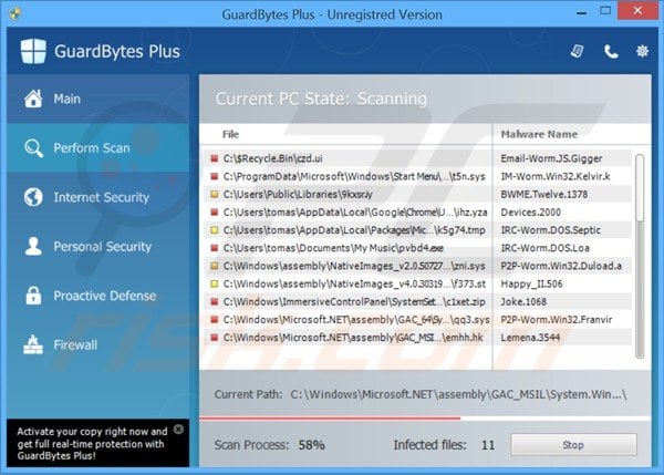 guardbytes plus performing a fake computer security scan