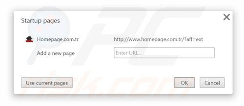 Removing Homepage.com.tr from Google Chrome homepage