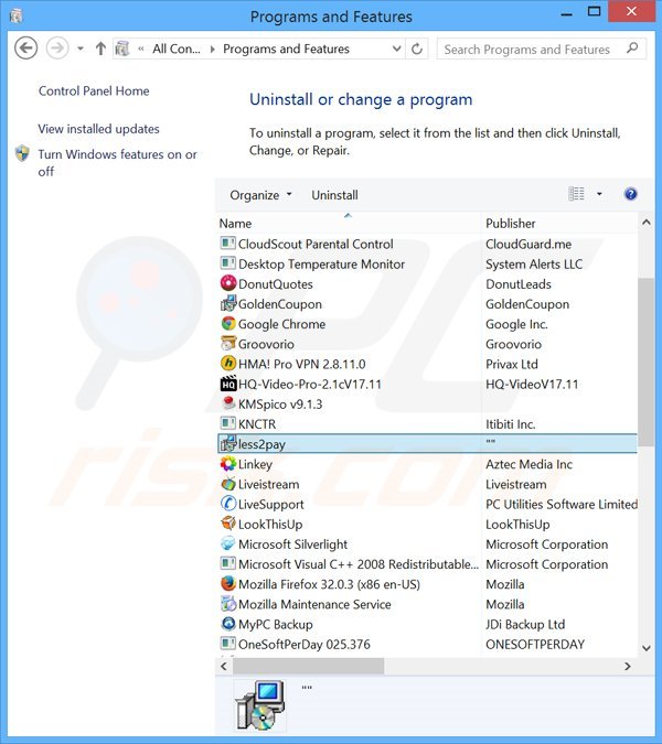 Less2Pay adware uninstall via Control Panel