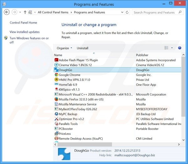 masponi adware uninstall via Control Panel