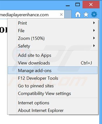 Removing media player enhance ads from Internet Explorer step 1