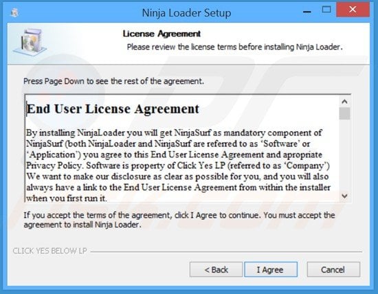 NinjaLoader adware installer setup