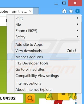 Removing noproblem ads from Internet Explorer step 1