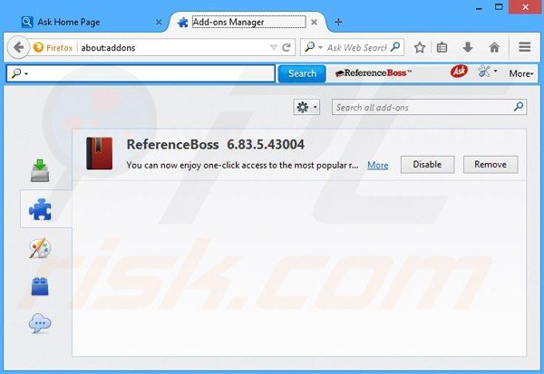 Removing ReferenceBoss related Mozilla Firefox extensions