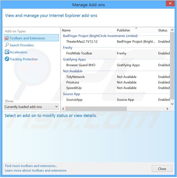 Removing Reverse Page ads from Internet Explorer step 2