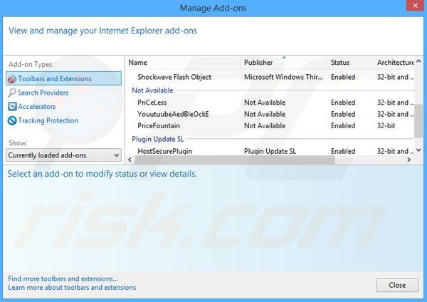 Removing SaleZ ads from Internet Explorer step 2