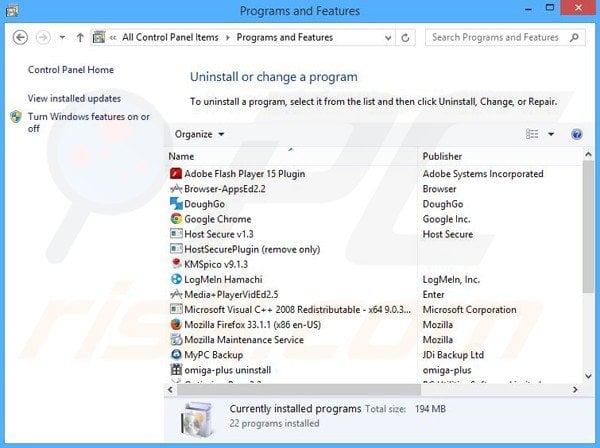 SaleZ adware uninstall via Control Panel