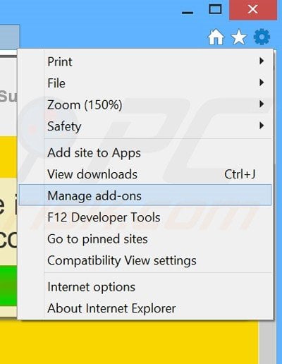 Removing Score Escape ads from Internet Explorer step 1