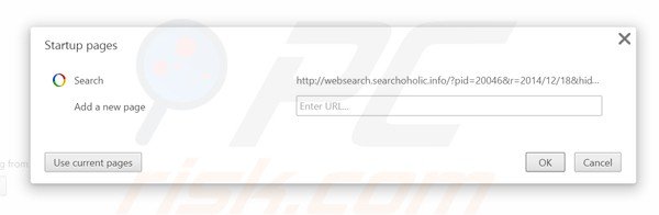 Removing websearch.searchoholic.info from Google Chrome homepage