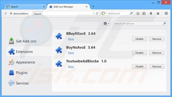 Removing searchoholic related Mozilla Firefox extensions