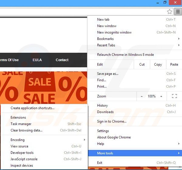 Removing ShoppingOn ads from Google Chrome step 1