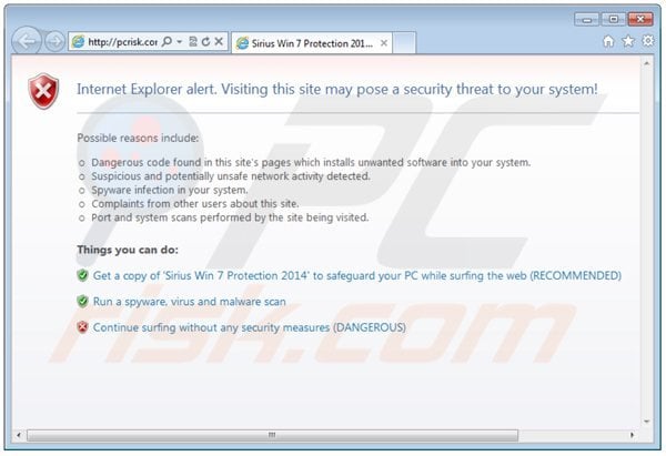 sirius win 7 protection 2014 blocking Internet access