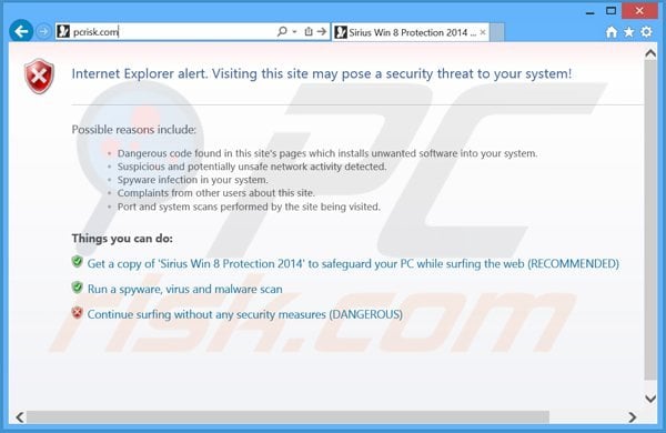 sirius win 8 protection 2014 blocking Internet access