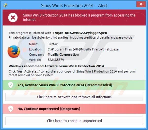 sirius win 8 protection 2014 blocking execution of installed programs