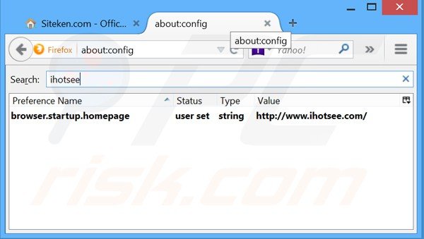 Removing Siteken.com from Mozilla Firefox default search engine