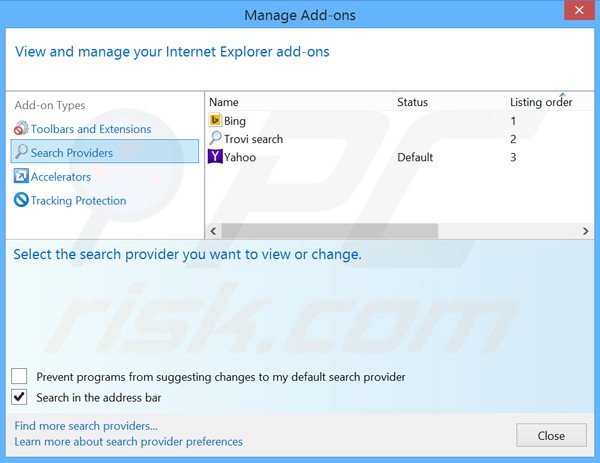 Removing Siteken.com from Internet Explorer default search engine