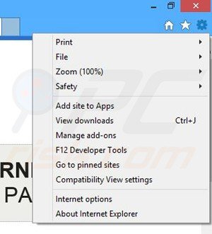 Removing SpeeditApp ads from Internet Explorer step 1