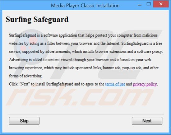 surfing safeguard adware installer