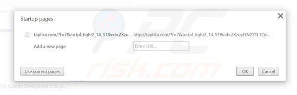Removing taplika.com from Google Chrome homepage