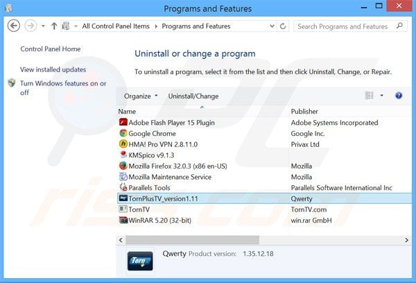 tornplustv adware uninstall via Control Panel