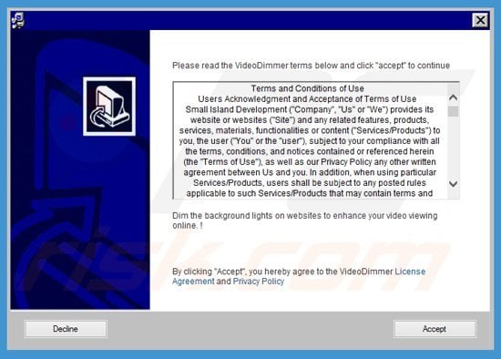 video dimmer adware installer