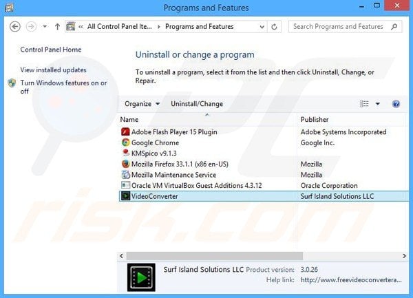 Uninstalling video converter adware via Control Panel