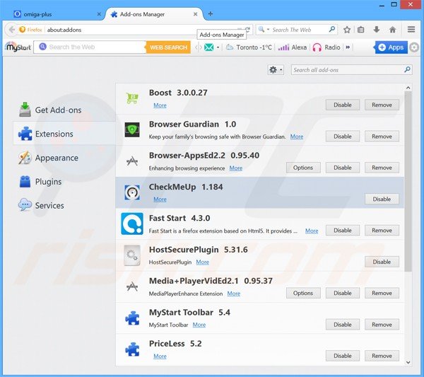 Removing Speederu ads from Mozilla Firefox step 2