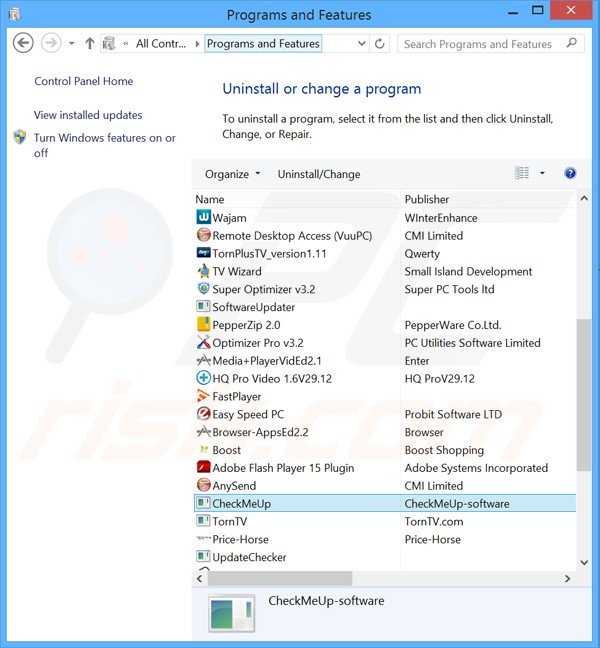 RapidCheck adware uninstall via Control Panel