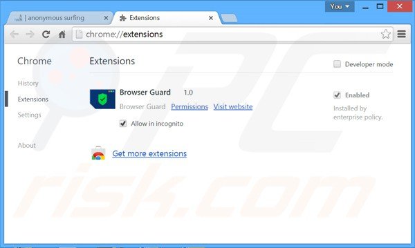 Removing VPN Privat ads from Google Chrome step 2