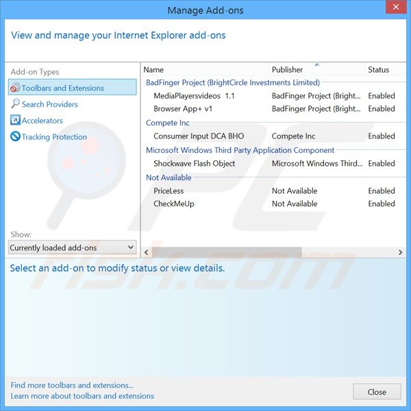 Removing Winner Media Player ads from Internet Explorer step 2