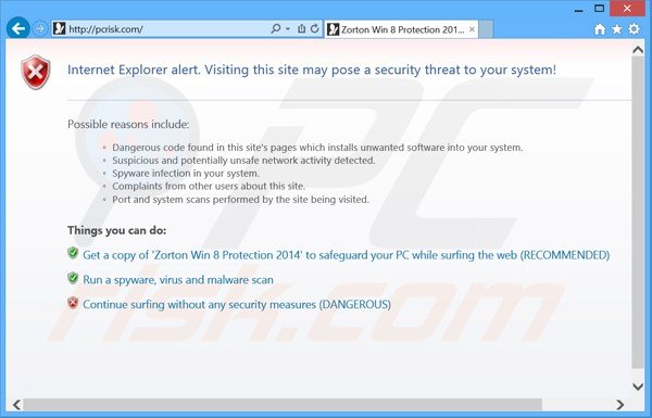 zorton win8 protection 2014 blocking Internet access