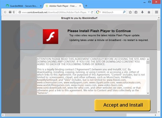 blockandsurf adware generating pop-up ads