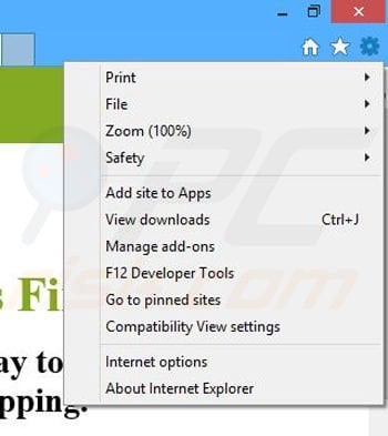 Removing Deals Finder ads from Internet Explorer step 1