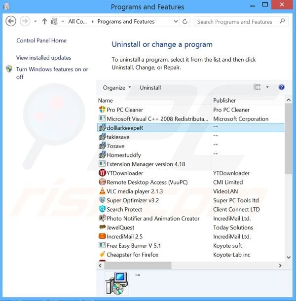 dollarkeeper adware uninstall via Control Panel